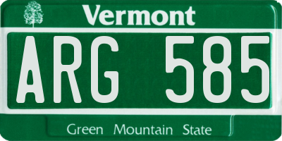 VT license plate ARG585