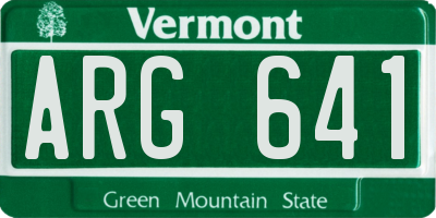 VT license plate ARG641