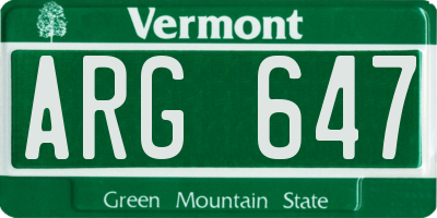 VT license plate ARG647