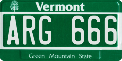 VT license plate ARG666