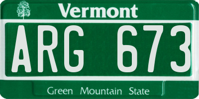 VT license plate ARG673