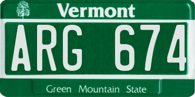 VT license plate ARG674