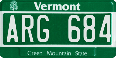 VT license plate ARG684
