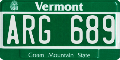 VT license plate ARG689