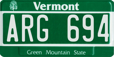 VT license plate ARG694
