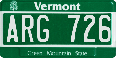 VT license plate ARG726