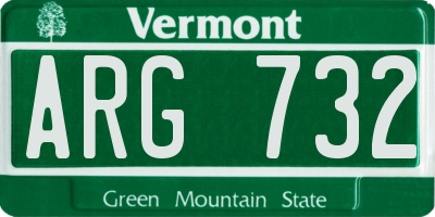 VT license plate ARG732