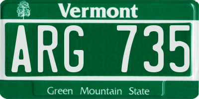 VT license plate ARG735