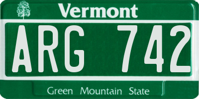 VT license plate ARG742