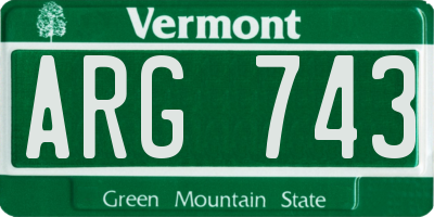 VT license plate ARG743