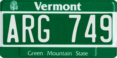 VT license plate ARG749