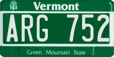 VT license plate ARG752