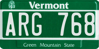 VT license plate ARG768