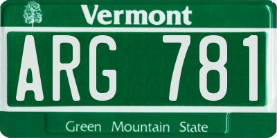 VT license plate ARG781