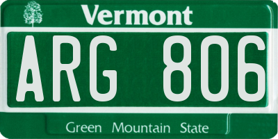 VT license plate ARG806