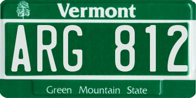 VT license plate ARG812