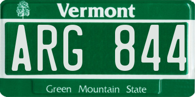 VT license plate ARG844