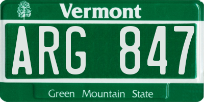 VT license plate ARG847