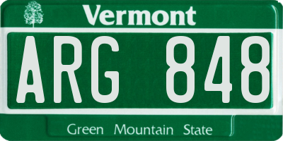 VT license plate ARG848