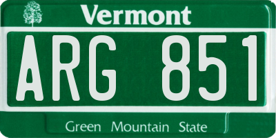 VT license plate ARG851