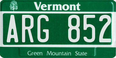 VT license plate ARG852
