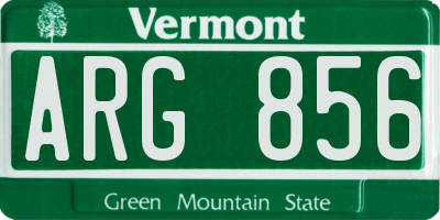 VT license plate ARG856