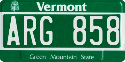 VT license plate ARG858