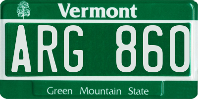 VT license plate ARG860