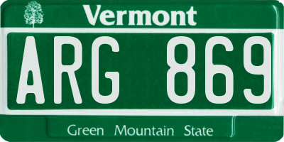 VT license plate ARG869