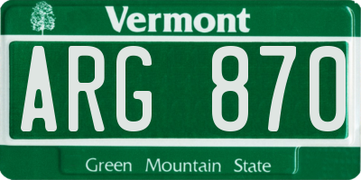 VT license plate ARG870