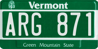 VT license plate ARG871