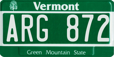 VT license plate ARG872