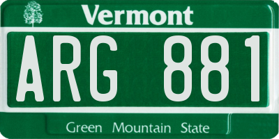 VT license plate ARG881