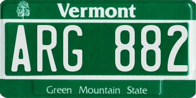 VT license plate ARG882
