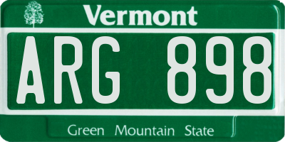 VT license plate ARG898