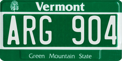 VT license plate ARG904