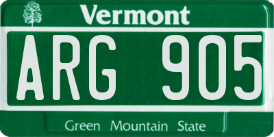 VT license plate ARG905