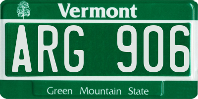 VT license plate ARG906