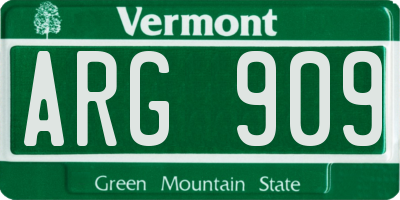 VT license plate ARG909