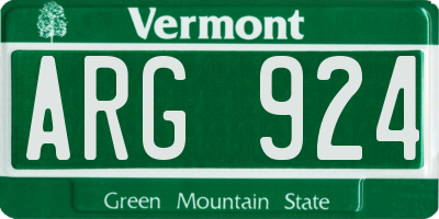 VT license plate ARG924