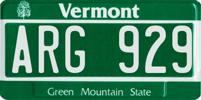 VT license plate ARG929