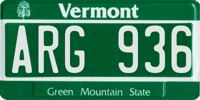 VT license plate ARG936