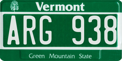 VT license plate ARG938