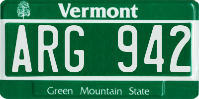 VT license plate ARG942