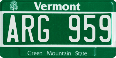 VT license plate ARG959