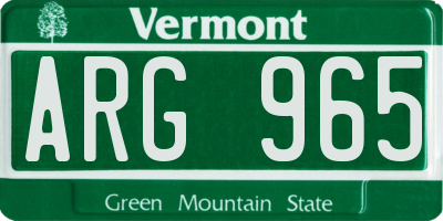 VT license plate ARG965