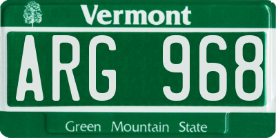 VT license plate ARG968