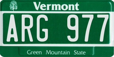 VT license plate ARG977