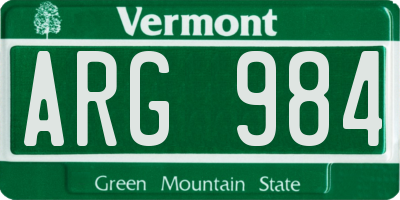 VT license plate ARG984