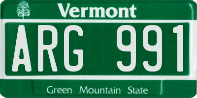 VT license plate ARG991